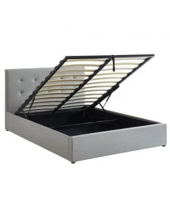 Drawer Lits Lit Coffre Capitonné En Tissu 140x190cm Gris Clair -Sommiers Soldes lit coffre capitonne en tissu 140x190cm gris clair 4
