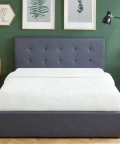 Drawer Lits Lit Coffre Capitonné En Tissu 140x190cm Gris Foncé -Sommiers Soldes lit coffre capitonne en tissu 140x190cm gris fonce 1