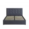 Drawer Lits Lit Coffre Capitonné En Tissu 140x190cm Gris Foncé