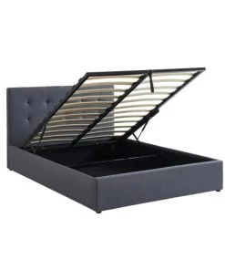 Drawer Lits Lit Coffre Capitonné En Tissu 140x190cm Gris Foncé -Sommiers Soldes lit coffre capitonne en tissu 140x190cm gris fonce 4