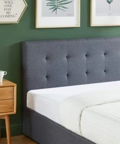 Drawer Lits Lit Coffre Capitonné En Tissu 140x190cm Gris Foncé -Sommiers Soldes lit coffre capitonne en tissu 140x190cm gris fonce 5