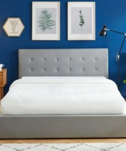 Drawer Lits Lit Coffre Capitonné En Tissu 160x200cm Gris Clair -Sommiers Soldes lit coffre capitonne en tissu 160x200cm gris clair 1