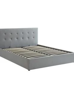 Drawer Lits Lit Coffre Capitonné En Tissu 160x200cm Gris Clair -Sommiers Soldes lit coffre capitonne en tissu 160x200cm gris clair 3