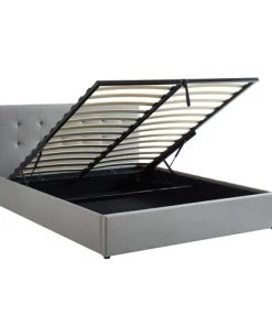 Drawer Lits Lit Coffre Capitonné En Tissu 160x200cm Gris Clair -Sommiers Soldes lit coffre capitonne en tissu 160x200cm gris clair 4