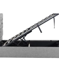 Usinestreet Lits Lit Coffre Capitonné En Tissu Gris Clair 140x190 -Sommiers Soldes lit coffre capitonne en tissu gris clair 140x190 5