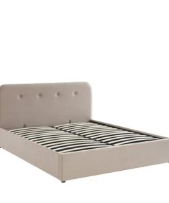 Drawer Lits Lit Coffre Capitonné En Velours 140x190cm Beige -Sommiers Soldes lit coffre capitonne en velours 140x190cm beige 3