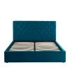 Drawer Lits Lit Coffre Capitonné En Velours 140x190cm Bleu Paon -Sommiers Soldes lit coffre capitonne en velours 140x190cm bleu paon