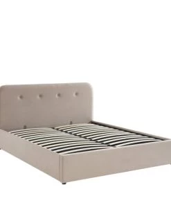 Drawer Lits Lit Coffre Capitonné En Velours 160x200cm Beige -Sommiers Soldes lit coffre capitonne en velours 160x200cm beige 2