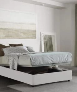 Talamo Italia Lits Lit Coffre Cm 120x190 En Tissu Blanc -Sommiers Soldes lit coffre cm 120x190 en tissu blanc 2