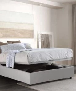 Talamo Italia Lits Lit Coffre Cm 140x190 En éco-cuir Blanc -Sommiers Soldes lit coffre cm 140x190 en eco cuir blanc 11