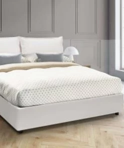 Talamo Italia Lits Lit Coffre Cm 140x190 En éco-cuir Blanc -Sommiers Soldes lit coffre cm 140x190 en eco cuir blanc 2
