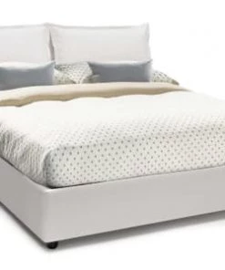 Talamo Italia Lits Lit Coffre Cm 140x190 En éco-cuir Blanc