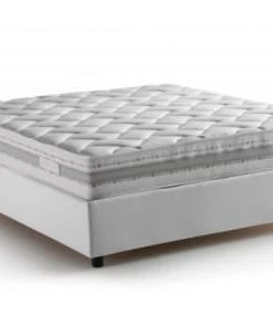 Talamo Italia Lits Lit Coffre Cm 140x190 En Tissu Blanc