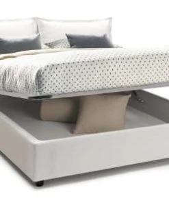 Talamo Italia Lits Lit Coffre Cm 140x200 En éco-cuir Blanc