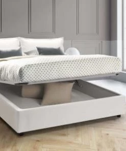 Talamo Italia Lits Lit Coffre Cm 140x200 En éco-cuir Blanc -Sommiers Soldes lit coffre cm 140x200 en eco cuir blanc 3