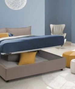 Talamo Italia Lits Lit Coffre Cm 140x200 En éco-cuir Marron -Sommiers Soldes lit coffre cm 140x200 en eco cuir marron 2