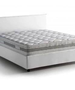 Talamo Italia Lits Lit Coffre Cm 140x200 En Tissu Blanc