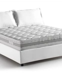 Talamo Italia Lits Lit Coffre Cm 140x200 En Tissu Blanc