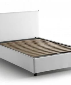 Talamo Italia Lits Lit Coffre Cm 140x200 En Tissu Blanc