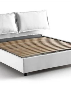 Talamo Italia Lits Lit Coffre Cm 140x200 En Tissu Blanc