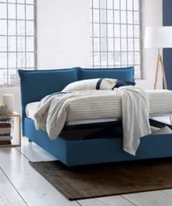 Talamo Italia Lits Lit Coffre Cm 140x200 En Tissu Bleu -Sommiers Soldes lit coffre cm 140x200 en tissu bleu 5