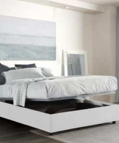 Talamo Italia Lits Lit Coffre Cm 160x190 En Tissu Blanc -Sommiers Soldes lit coffre cm 160x190 en tissu blanc 3