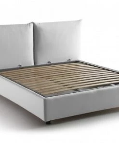 Talamo Italia Lits Lit Coffre Cm 160x190 En Tissu Blanc