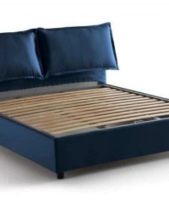 Talamo Italia Lits Lit Coffre Cm 160x190 En Tissu Bleu