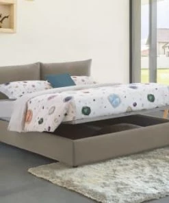 Talamo Italia Lits Lit Coffre Cm 160x190 En Tissu Marron -Sommiers Soldes lit coffre cm 160x190 en tissu marron 2