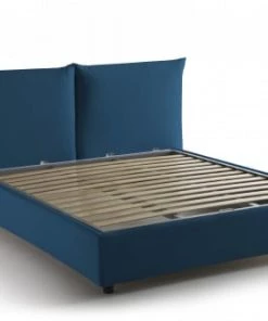 Talamo Italia Lits Lit Coffre Cm 160x200 En Tissu Bleu