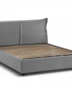 Talamo Italia Lits Lit Coffre Cm 160x200 En Tissu Gris