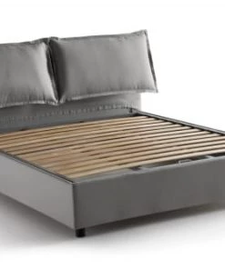 Talamo Italia Lits Lit Coffre Cm 160x200 En Tissu Gris