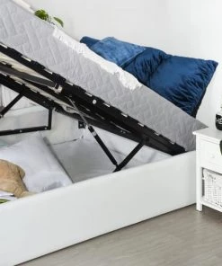 Urban Meuble Lits Lit Coffre Double Avec Sommier à Lattes En Similicuir Blanc 140x190cm 12 Urban Meuble Lits Lit Coffre Double Avec Sommier à Lattes En Similicuir Blanc 140x190cm -Sommiers Soldes lit coffre double avec sommier a lattes en similicuir blanc 140x190cm 4