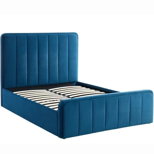 Homifab Lits Lit Coffre En Velours Bleu Canard 140x190 Avec Sommier Et Tête De Lit 5 Homifab Lits Lit Coffre En Velours Bleu Canard 140x190 Avec Sommier Et Tête De Lit – Image 3