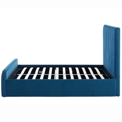 Homifab Lits Lit Coffre En Velours Bleu Canard 140x190 Avec Sommier Et Tête De Lit 7 Homifab Lits Lit Coffre En Velours Bleu Canard 140x190 Avec Sommier Et Tête De Lit – Image 5