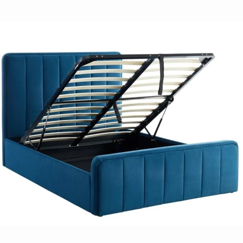 Homifab Lits Lit Coffre En Velours Bleu Canard 140x190 Avec Sommier Et Tête De Lit 3 Homifab Lits Lit Coffre En Velours Bleu Canard 140x190 Avec Sommier Et Tête De Lit