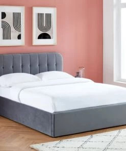 Drawer Lits Lit Coffre Matelassé En Velours 140x190cm Gris Anthracite -Sommiers Soldes lit coffre matelasse en velours 140x190cm gris anthracite 1