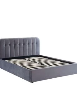 Drawer Lits Lit Coffre Matelassé En Velours 160x200cm Gris Anthracite -Sommiers Soldes lit coffre matelasse en velours 160x200cm gris anthracite 2