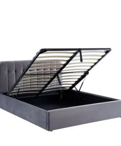 Drawer Lits Lit Coffre Matelassé En Velours 160x200cm Gris Anthracite -Sommiers Soldes lit coffre matelasse en velours 160x200cm gris anthracite 3