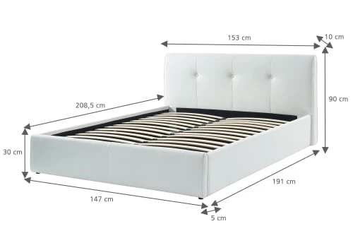 Baita Lits Lit Coffre Simili Blanc 140x190 Sommier Inclus 5 Baita Lits Lit Coffre Simili Blanc 140x190 Sommier Inclus – Image 3