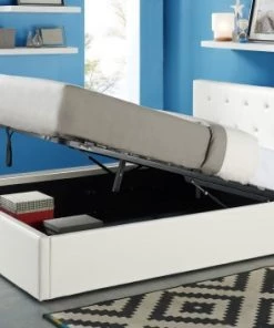 Baita Lits Lit Coffre Simili Blanc 140x190 Sommier Inclus -Sommiers Soldes lit coffre simili blanc 140x190 sommier inclus 8