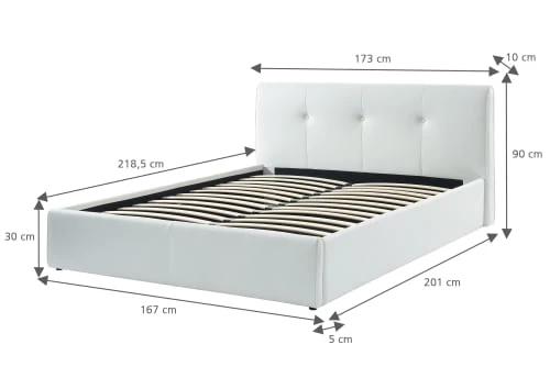 Baita Lits Lit Coffre Simili Blanc Coffre 160x200 Sommier Inclus 5 Baita Lits Lit Coffre Simili Blanc Coffre 160x200 Sommier Inclus – Image 3