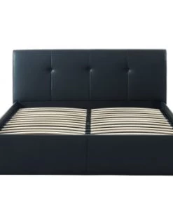 Baita Lits Lit Coffre Simili Noir 140x190 Sommier Inclus