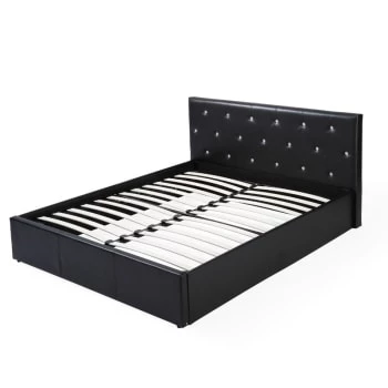 Baita Lits Lit Coffre Simili Noir 140x190 Sommier Inclus 6 Baita Lits Lit Coffre Simili Noir 140x190 Sommier Inclus – Image 4