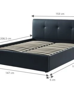 Baita Lits Lit Coffre Simili Noir 140x190 Sommier Inclus -Sommiers Soldes lit coffre simili noir 140x190 sommier inclus 3
