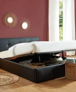 Baita Lits Lit Coffre Simili Noir 160x200 Sommier Inclus -Sommiers Soldes lit coffre simili noir 160x200 sommier inclus 3