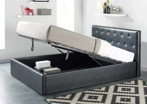 Baita Lits Lit Coffre Simili Noir 160x200 Sommier Inclus 6 Baita Lits Lit Coffre Simili Noir 160x200 Sommier Inclus – Image 4