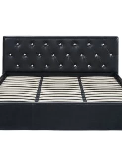 Baita Lits Lit Coffre Simili Noir 180x200 Sommier Inclus