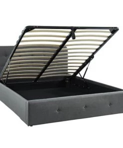 Homifab Lits Lit Coffre Sommier à Lattes Et Tête De Lit 140x190 Anthracite -Sommiers Soldes lit coffre sommier a lattes et tete de lit 140x190 anthracite 2