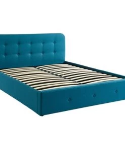 Homifab Lits Lit Coffre Sommier à Lattes Et Tête De Lit 160x200 Bleu Canard -Sommiers Soldes lit coffre sommier a lattes et tete de lit 160x200 bleu canard 2